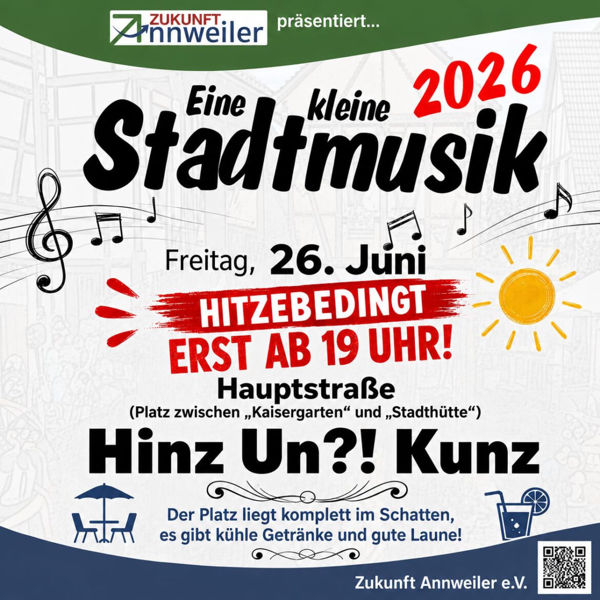 Trotz Hitze – Kleine Stadtmusik startet ab 19 Uhr